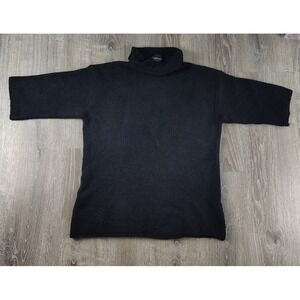 Zara Knit Small Women's Turtle Neck Black Sweater Half Sleeve Italy Italian Yarn